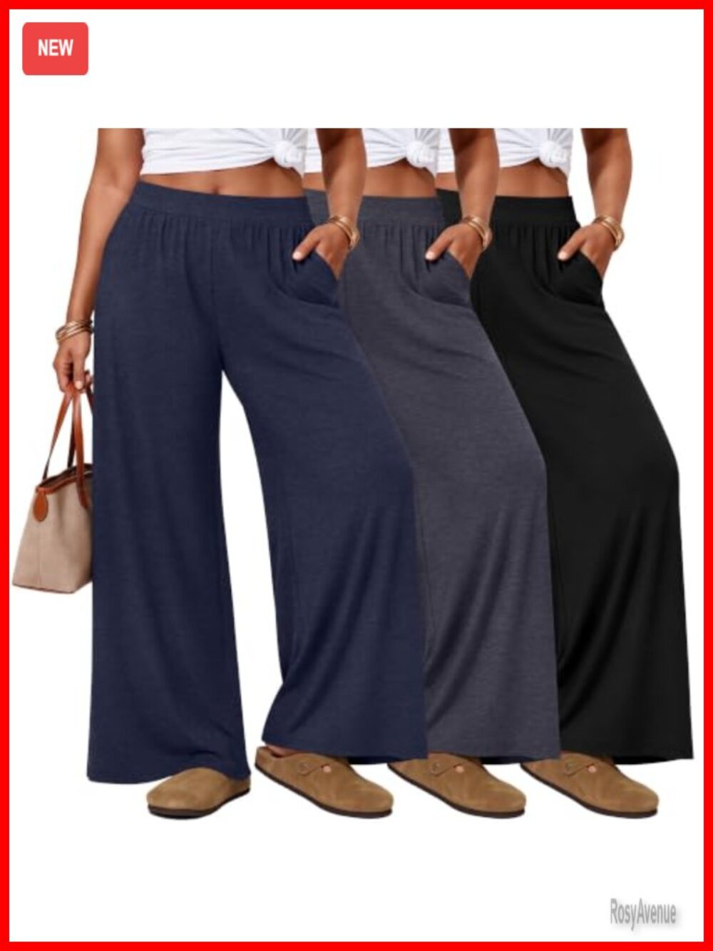 Plus Size Wide Leg Palazzo Lounge Pants High Rise Pleated Pull On